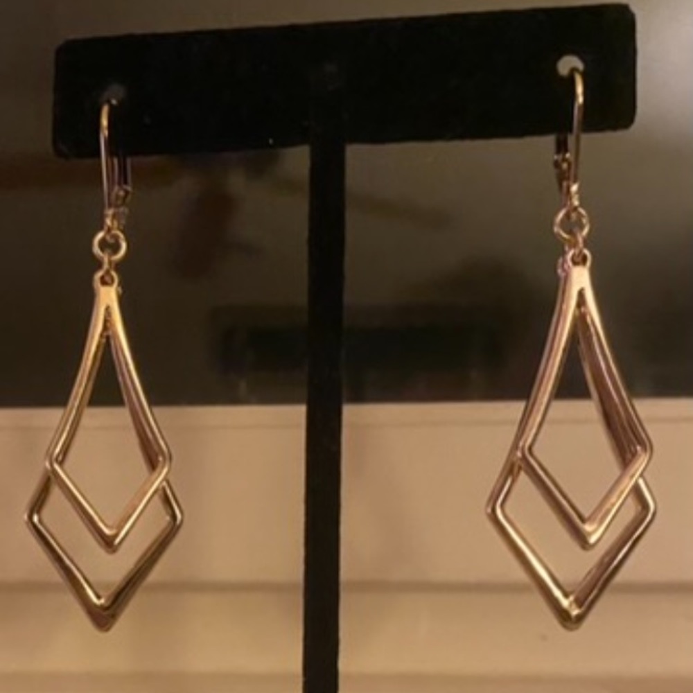 Earrings Gold Tone Geometric Drop